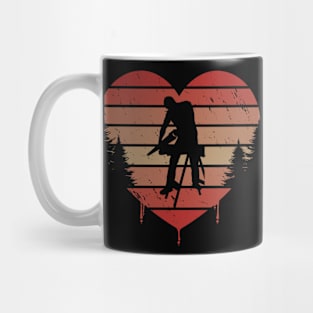 Cute Red Vintage Heart Woodworking 80s Valentine Day Love Gift Idea Mug